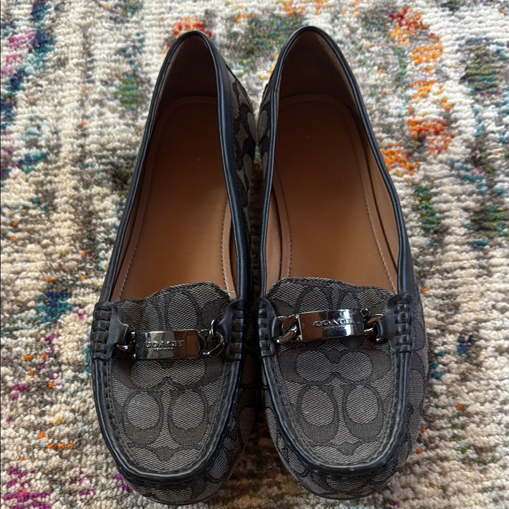 Coach Gray Flats with Signature Monogram
